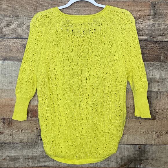 Anthropologie Sparrow Cropped Sleeve Loose Knit Sweater Yellow Size Small - Picture 7 of 9